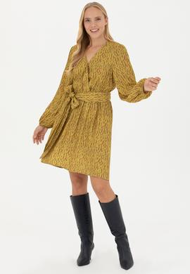 Kadın Neon Sarı Dokuma Elbise - 50271175003