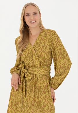 Kadın Neon Sarı Dokuma Elbise - 50271175003