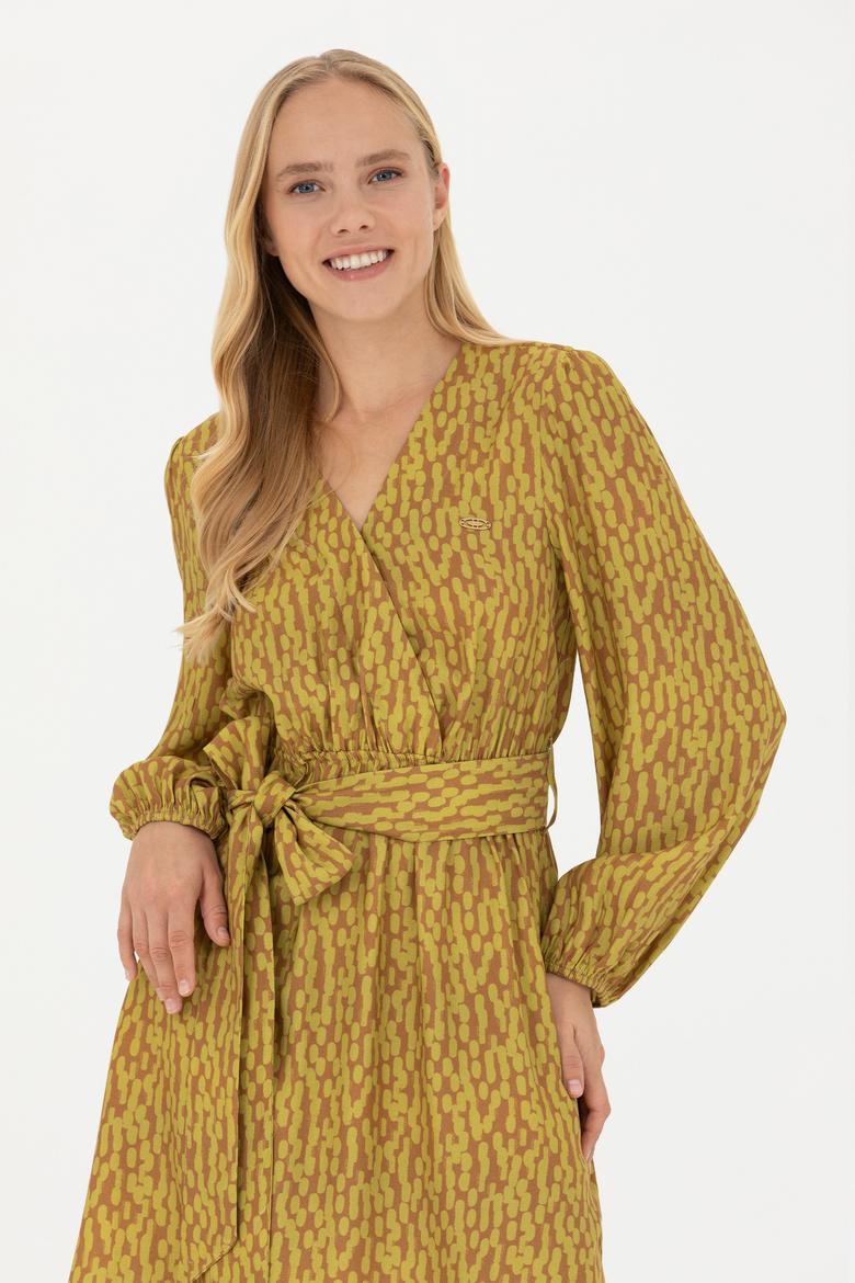 Kadın Neon Sarı Dokuma Elbise - 50271175003