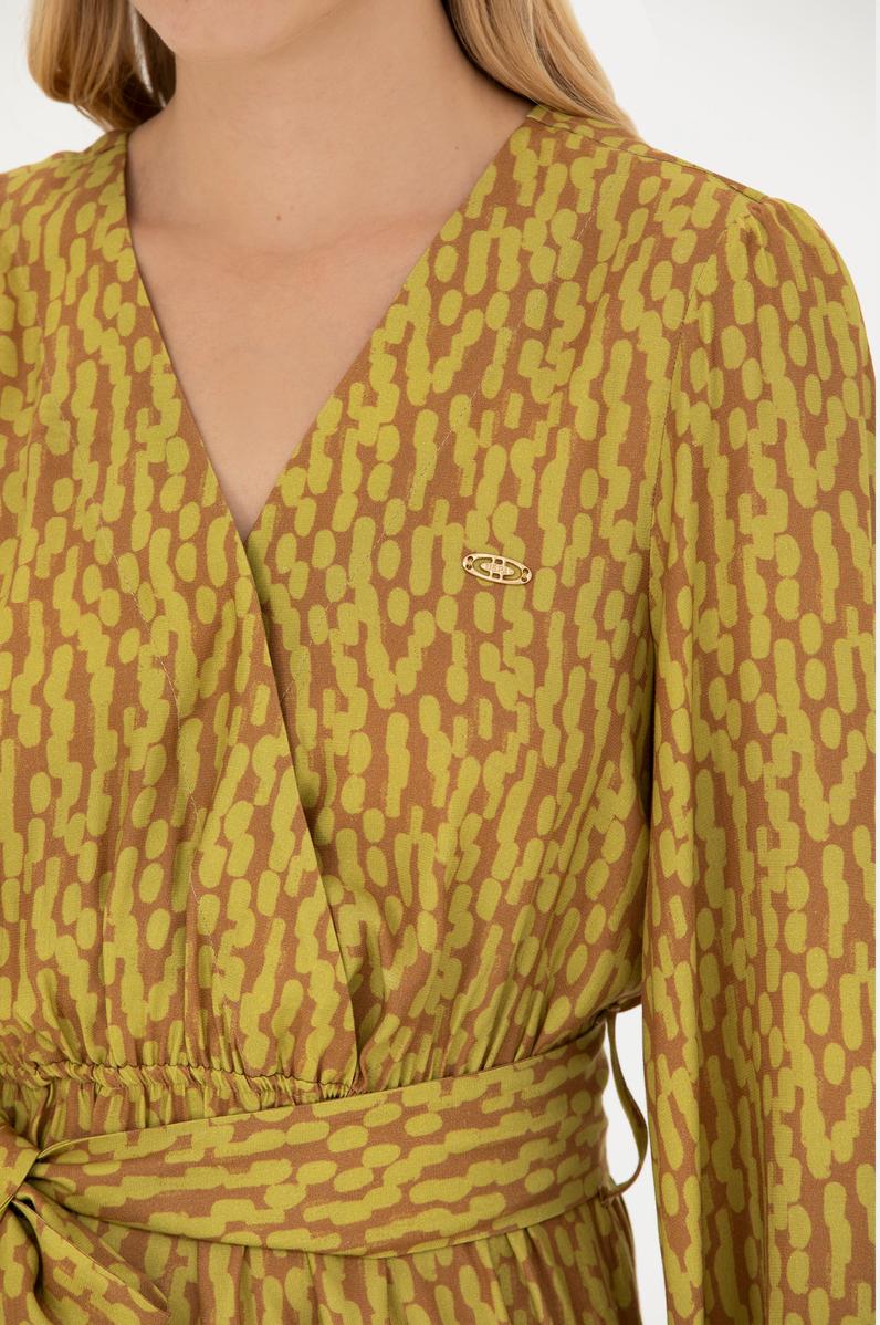 Kadın Neon Sarı Dokuma Elbise