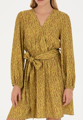 Kadın Neon Sarı Dokuma Elbise - 50271175003