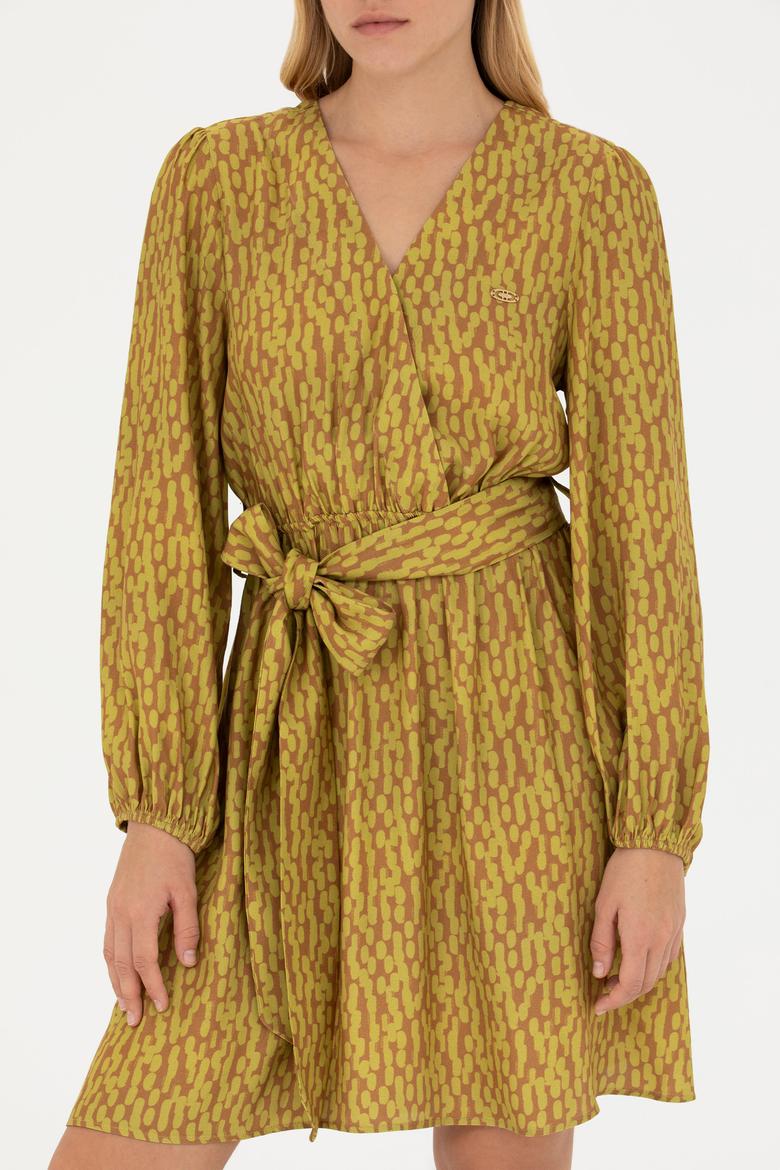 Kadın Neon Sarı Dokuma Elbise - 50271175003