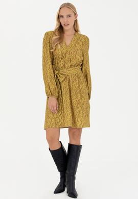 Kadın Neon Sarı Dokuma Elbise - 50271175003