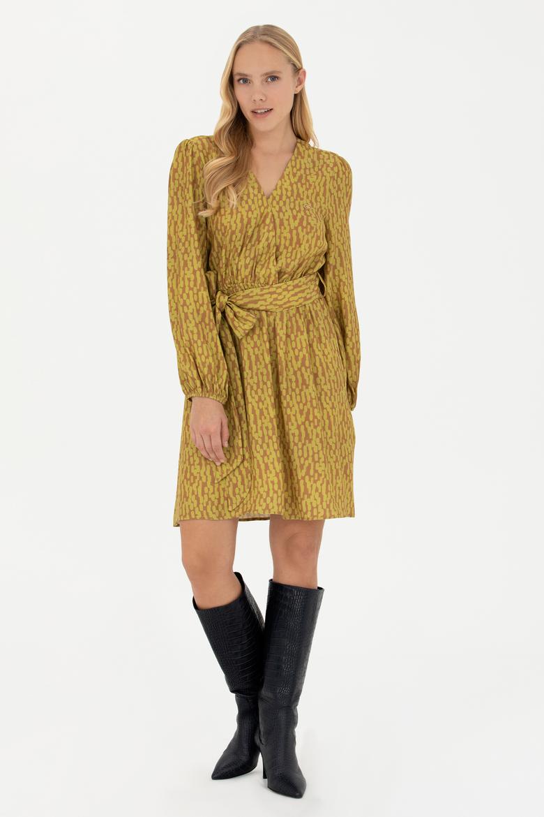 Kadın Neon Sarı Dokuma Elbise - 50271175003