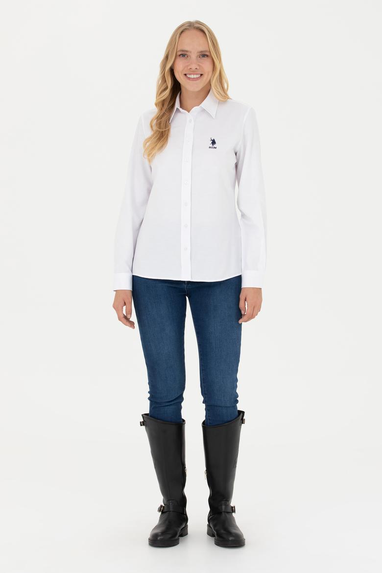 Kadın Beyaz Uzun Kollu Basic Gömlek - 50271267003