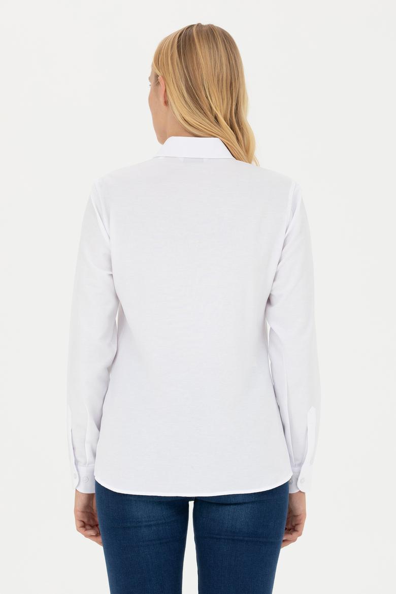 Kadın Beyaz Uzun Kollu Basic Gömlek - 50271267003