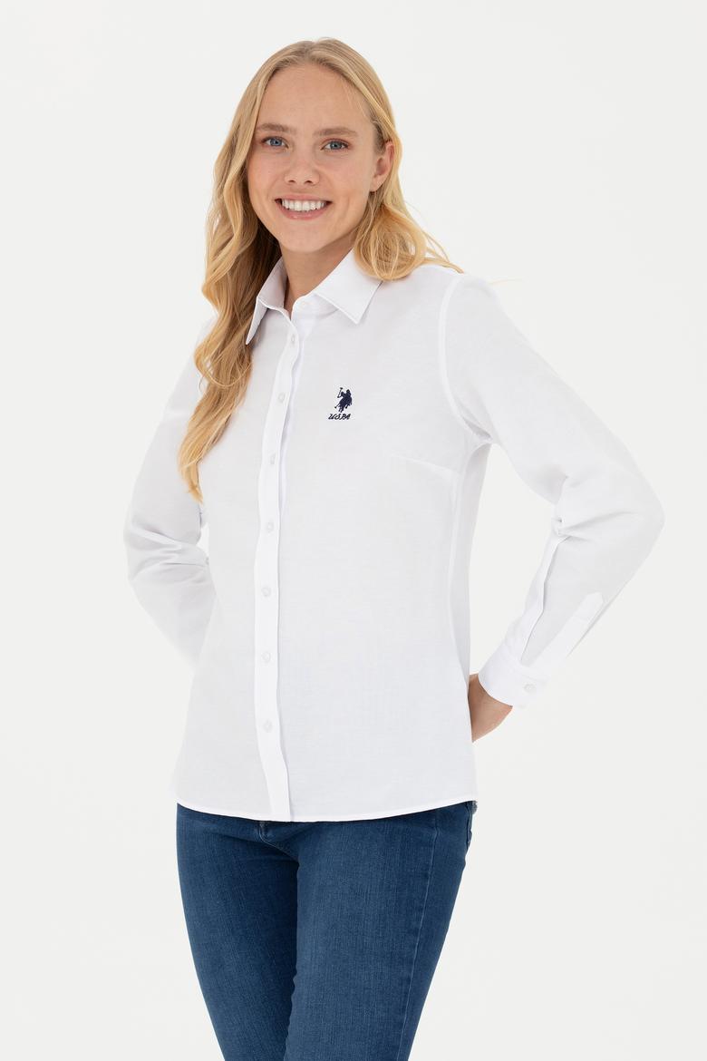 Kadın Beyaz Uzun Kollu Basic Gömlek - 50271267003