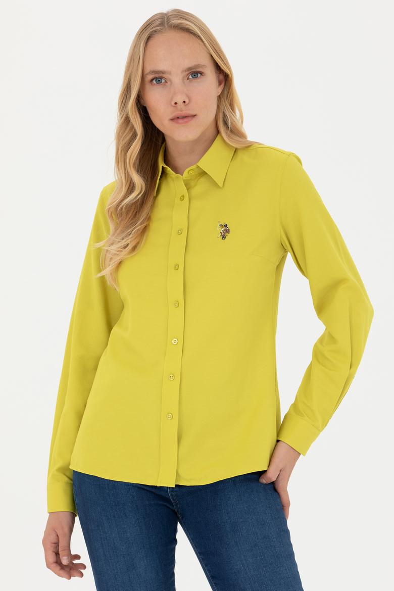 Kadın Fıstık Yeşili Uzun Kollu Basic Gömlek - 50271935058