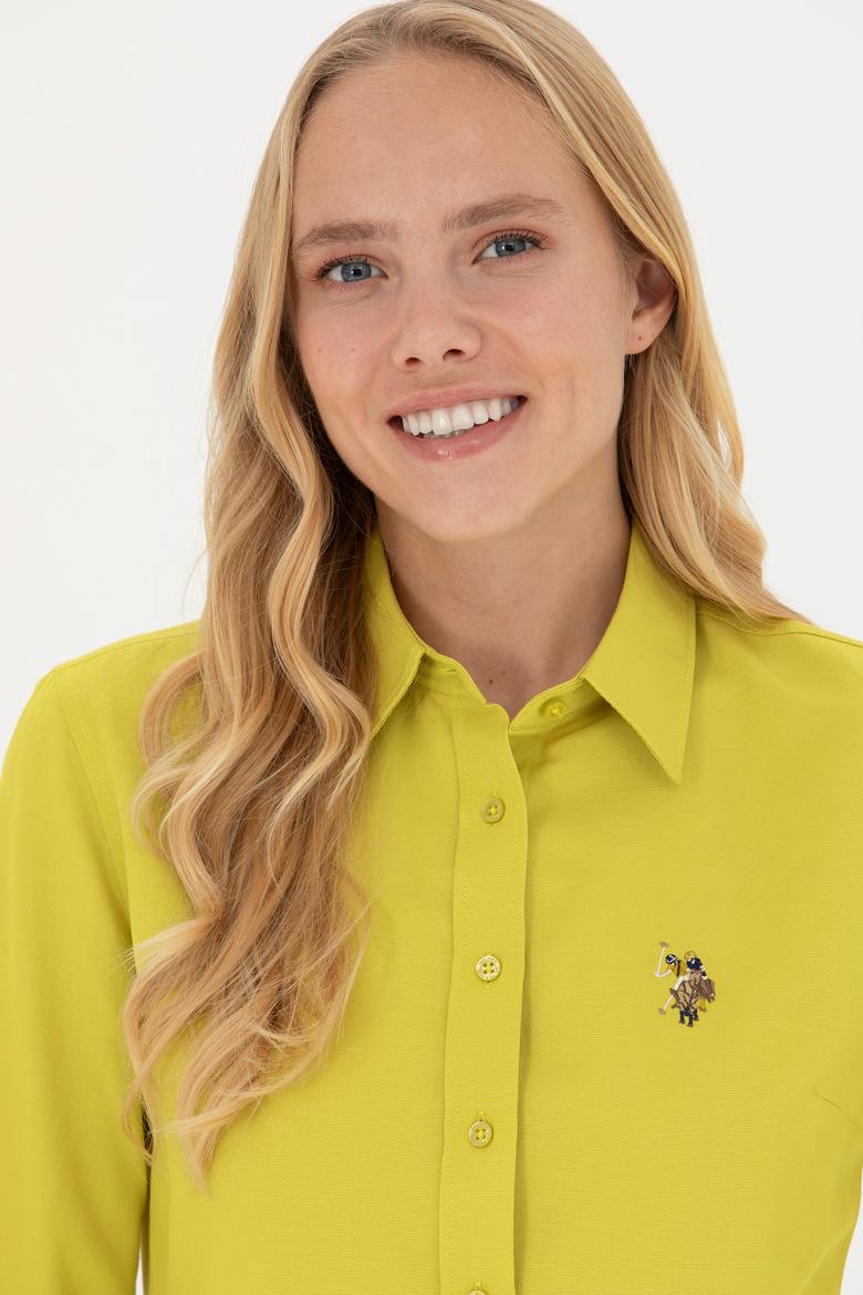 Kadın Fıstık Yeşili Uzun Kollu Basic Gömlek - 50271935058