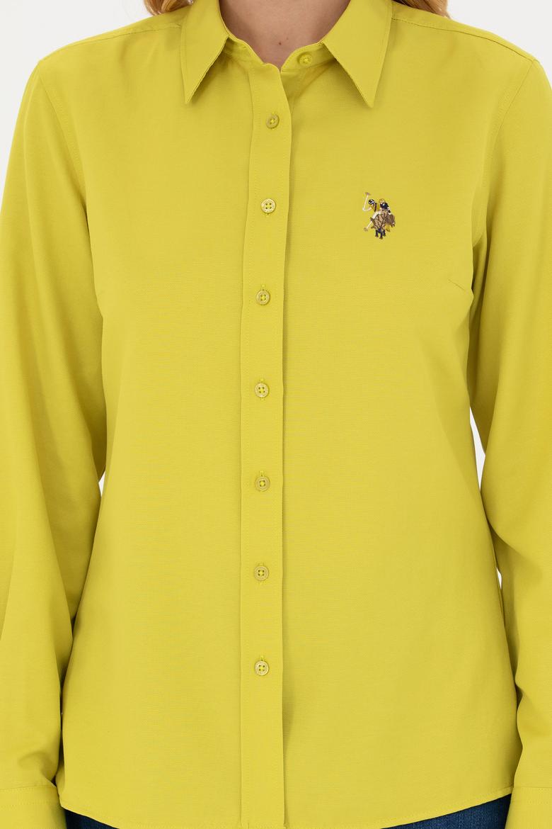 Kadın Fıstık Yeşili Uzun Kollu Basic Gömlek - 50271935058