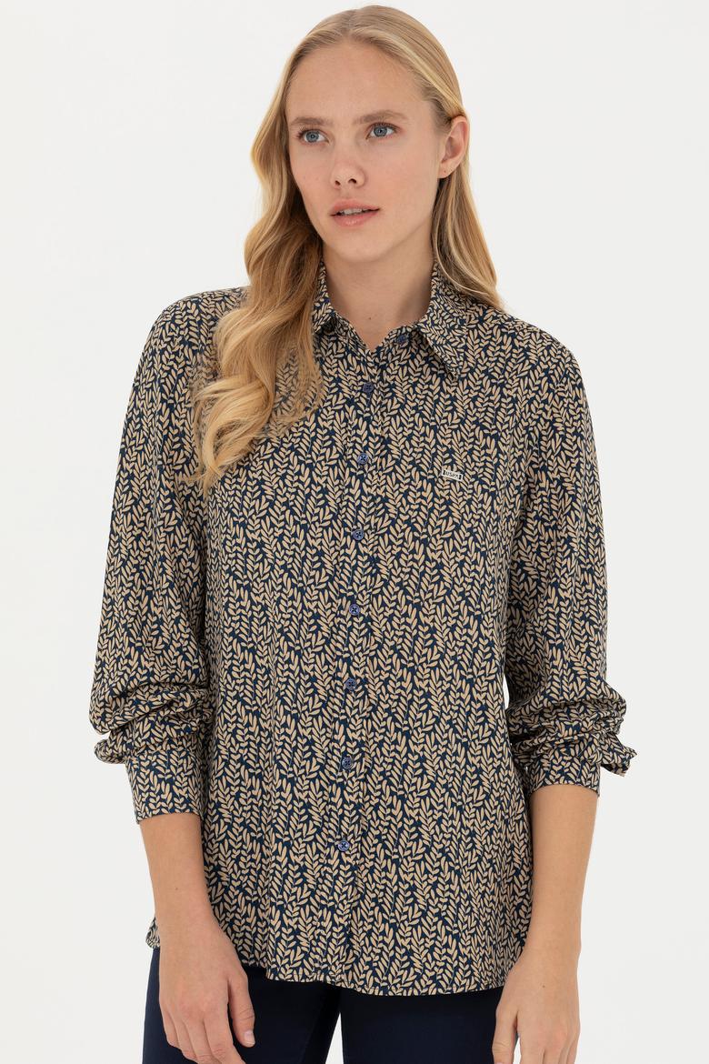 Kadın Lacivert Uzun Kollu Gömlek - 50272148011