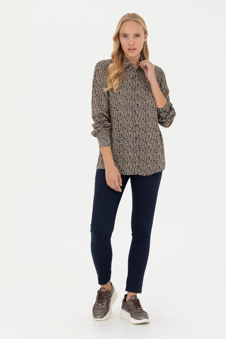 Kadın Lacivert Uzun Kollu Gömlek - 50272148011