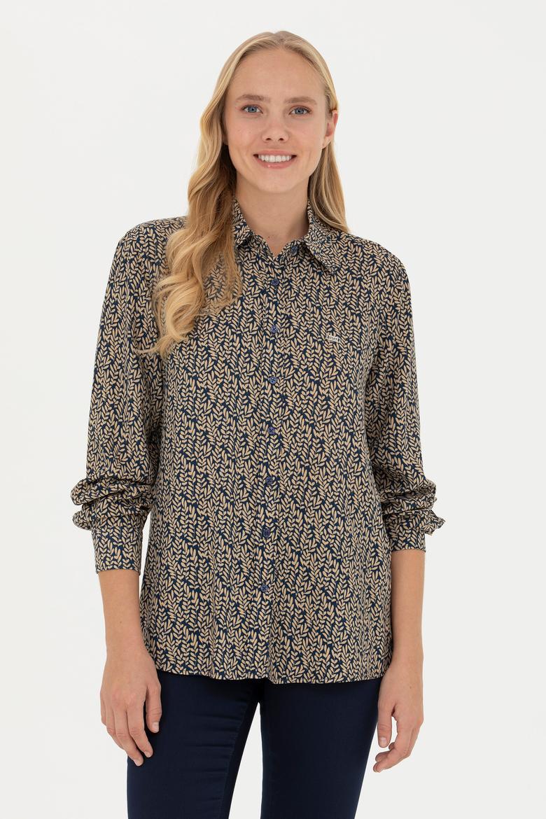 Kadın Lacivert Uzun Kollu Gömlek