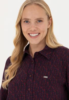 Kadın Bordo Uzun Kollu Gömlek - 50272148035