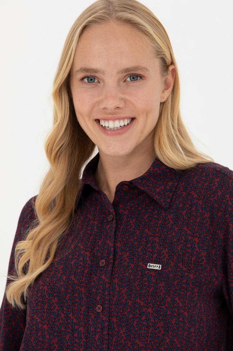 Kadın Bordo Uzun Kollu Gömlek