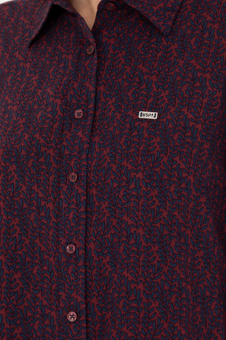 Kadın Bordo Uzun Kollu Gömlek - 50272148035