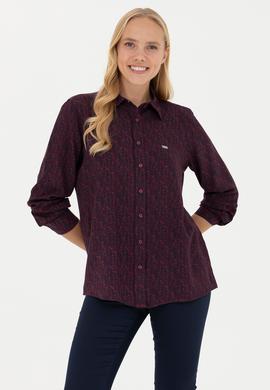 Kadın Bordo Uzun Kollu Gömlek - 50272148035
