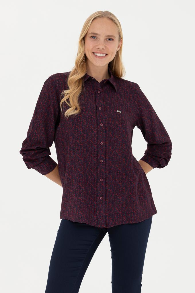 Kadın Bordo Uzun Kollu Gömlek
