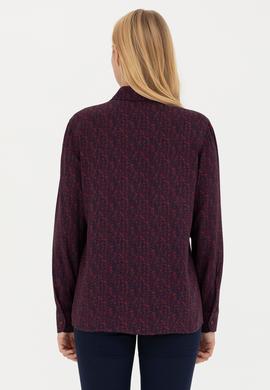 Kadın Bordo Uzun Kollu Gömlek - 50272148035