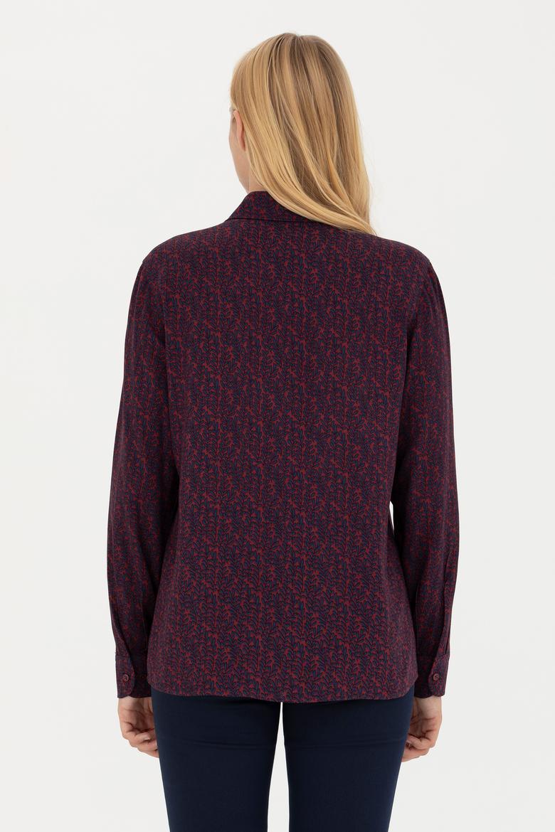 Kadın Bordo Uzun Kollu Gömlek - 50272148035