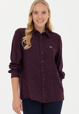 Kadın Bordo Uzun Kollu Gömlek - 50272148035