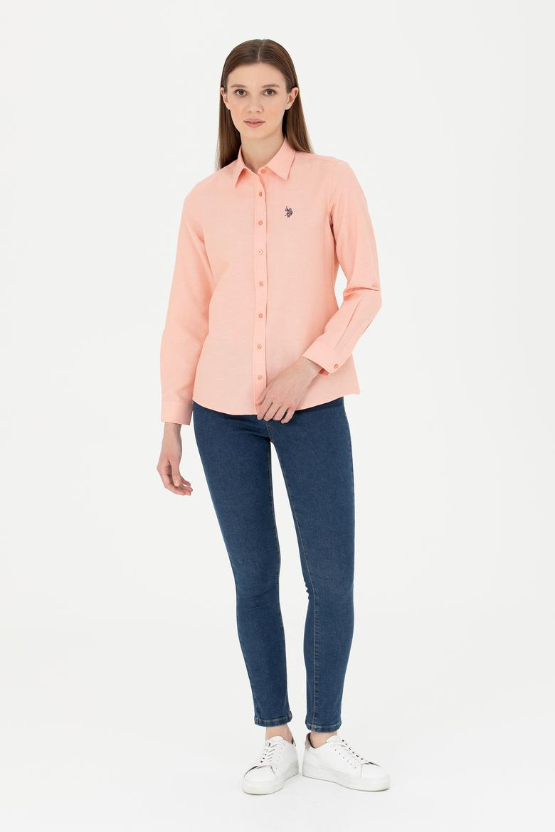 Kadın Somon Uzun Kollu Basic Gömlek - 50288851115