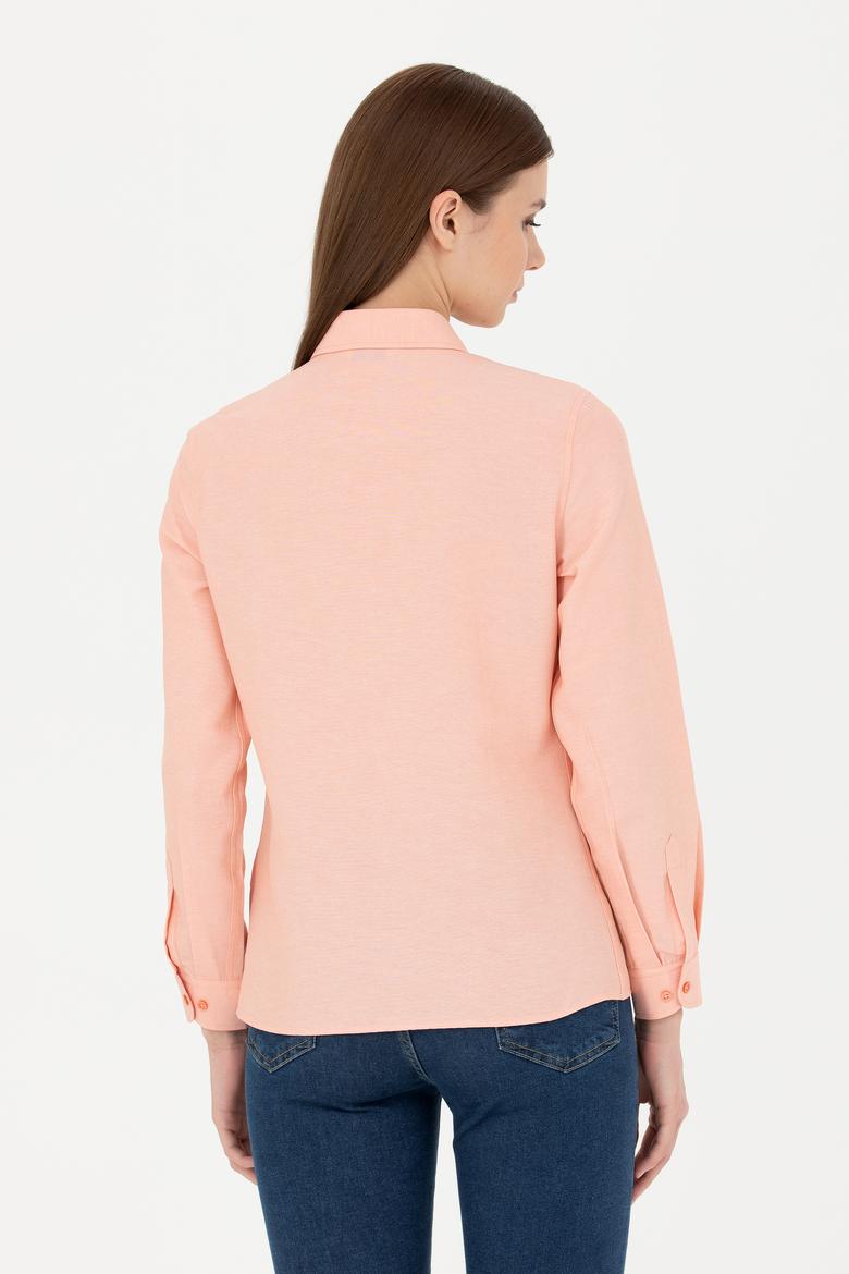 Kadın Somon Uzun Kollu Basic Gömlek - 50288851115
