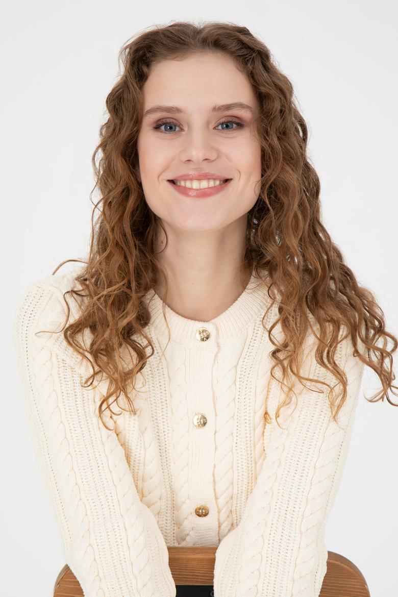 Kadın Krem Triko Hırka - 50269489017