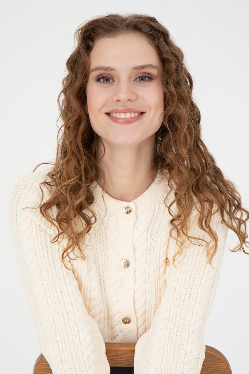 Kadın Krem Triko Hırka