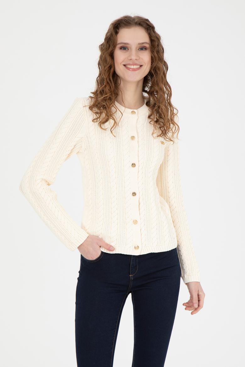 Kadın Krem Triko Hırka