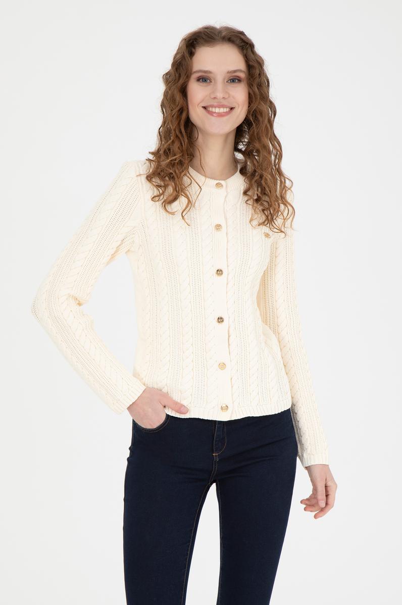 Kadın Krem Triko Hırka