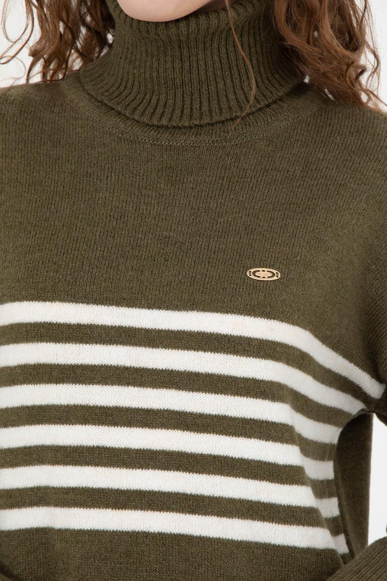 Kadın Haki Melanj Kazak - 50277278007