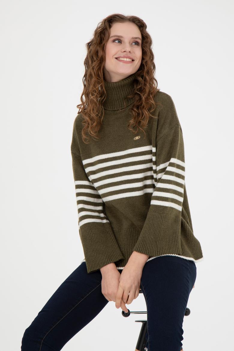 Kadın Haki Melanj Kazak - 50277278007