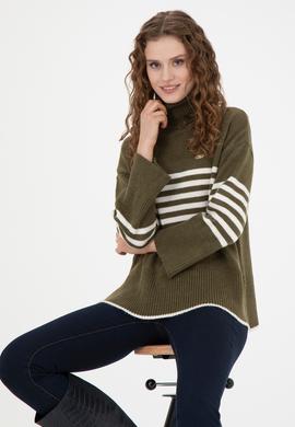 Kadın Haki Melanj Kazak