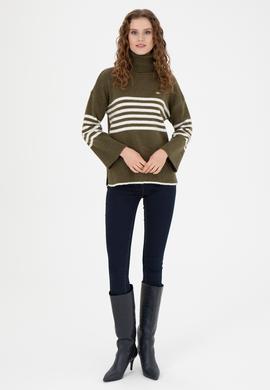 Kadın Haki Melanj Kazak - 50277278007