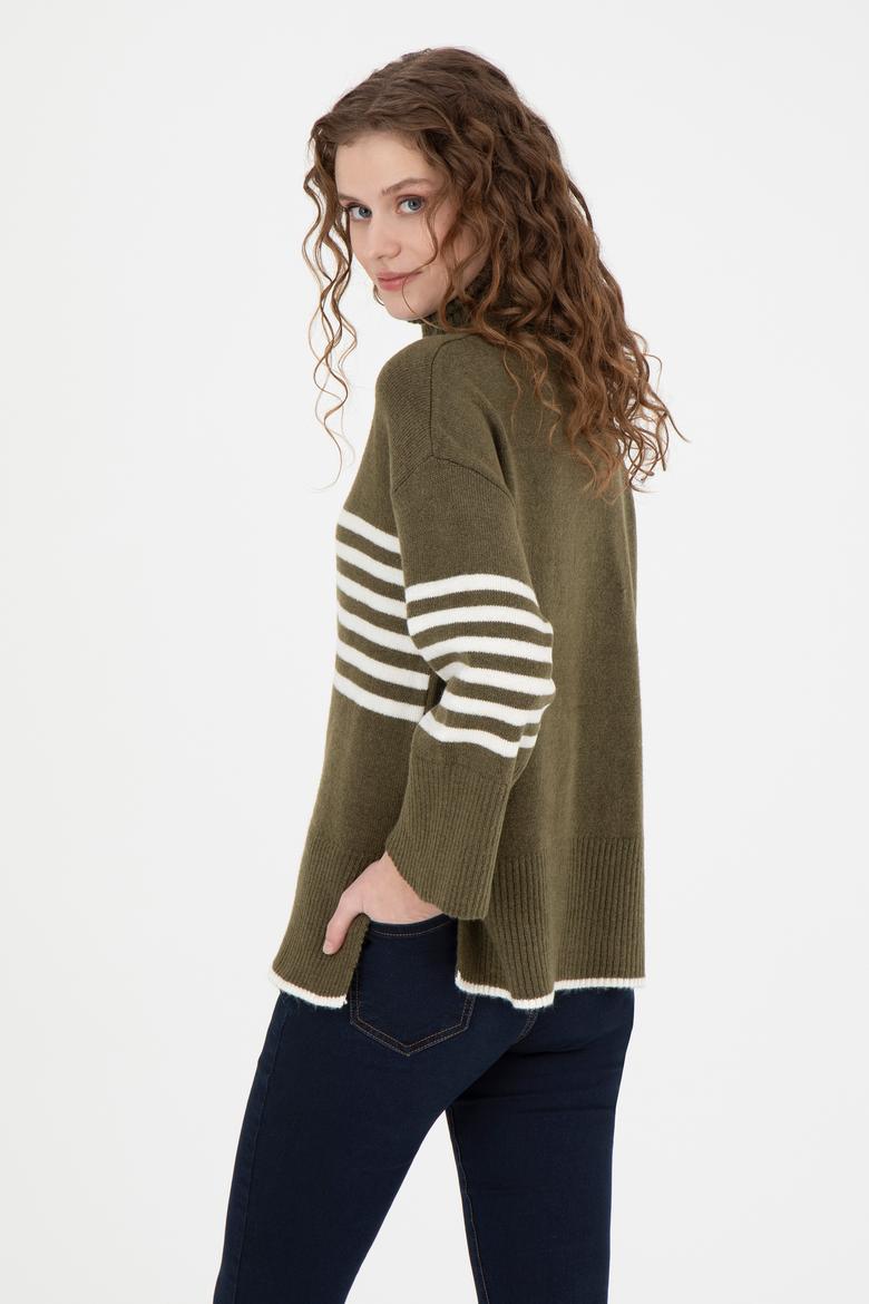 Kadın Haki Melanj Kazak - 50277278007