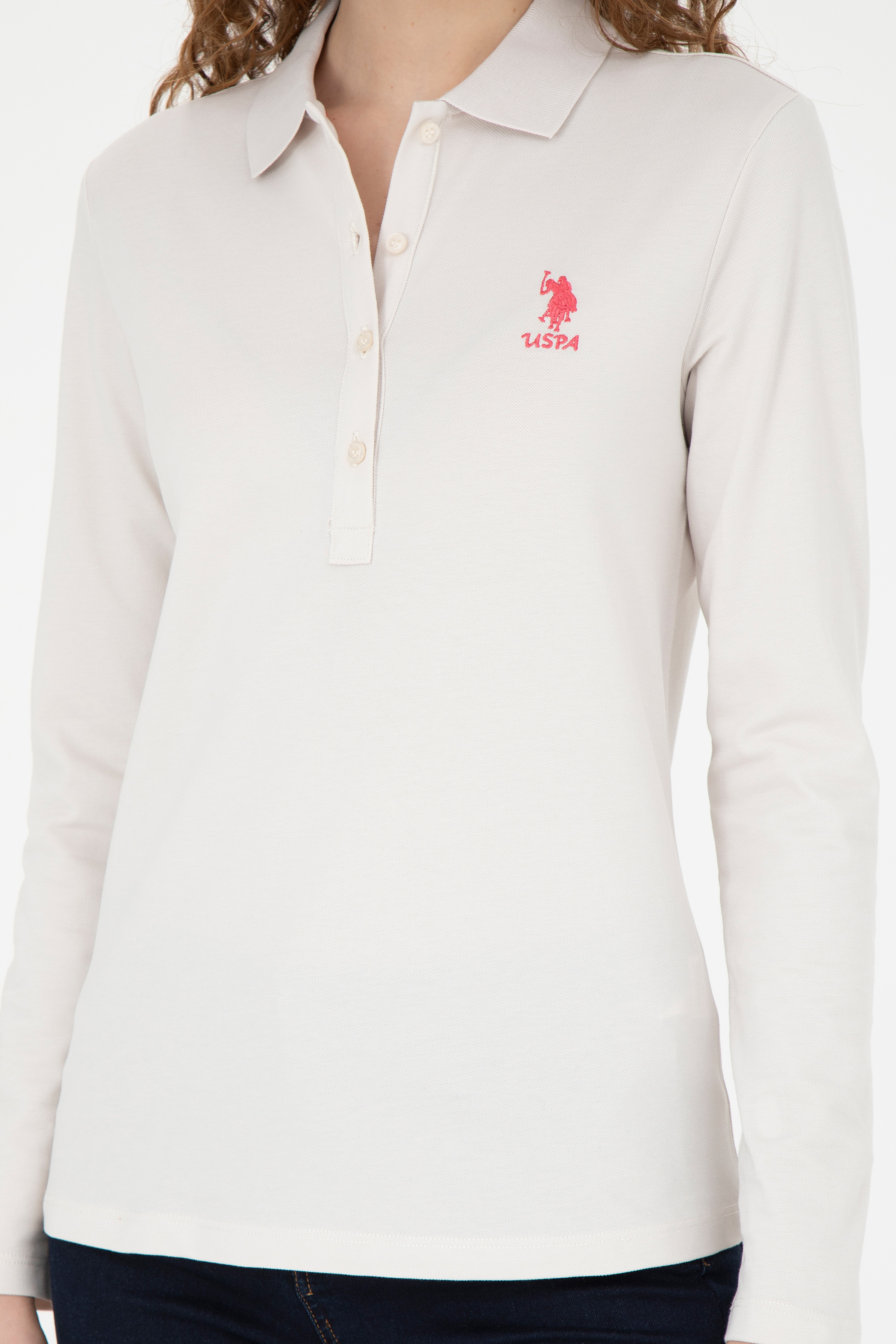 Kadın Taş Basic Polo Yaka Sweatshirt - Image 6