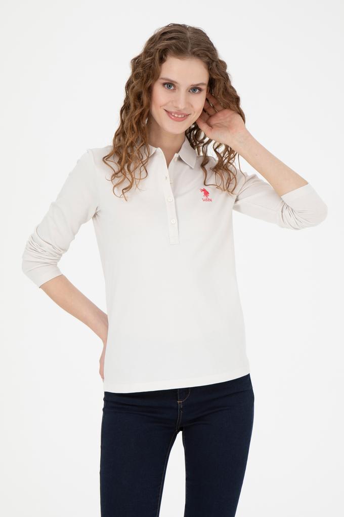 Kadın Taş Basic Polo Yaka Sweatshirt