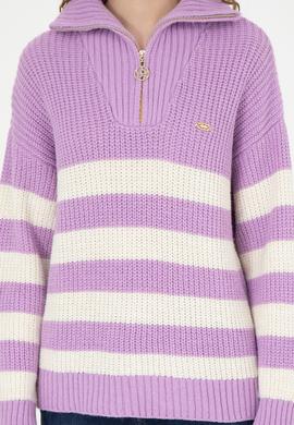 Kadın Lila V Yaka Kazak - 50277298010