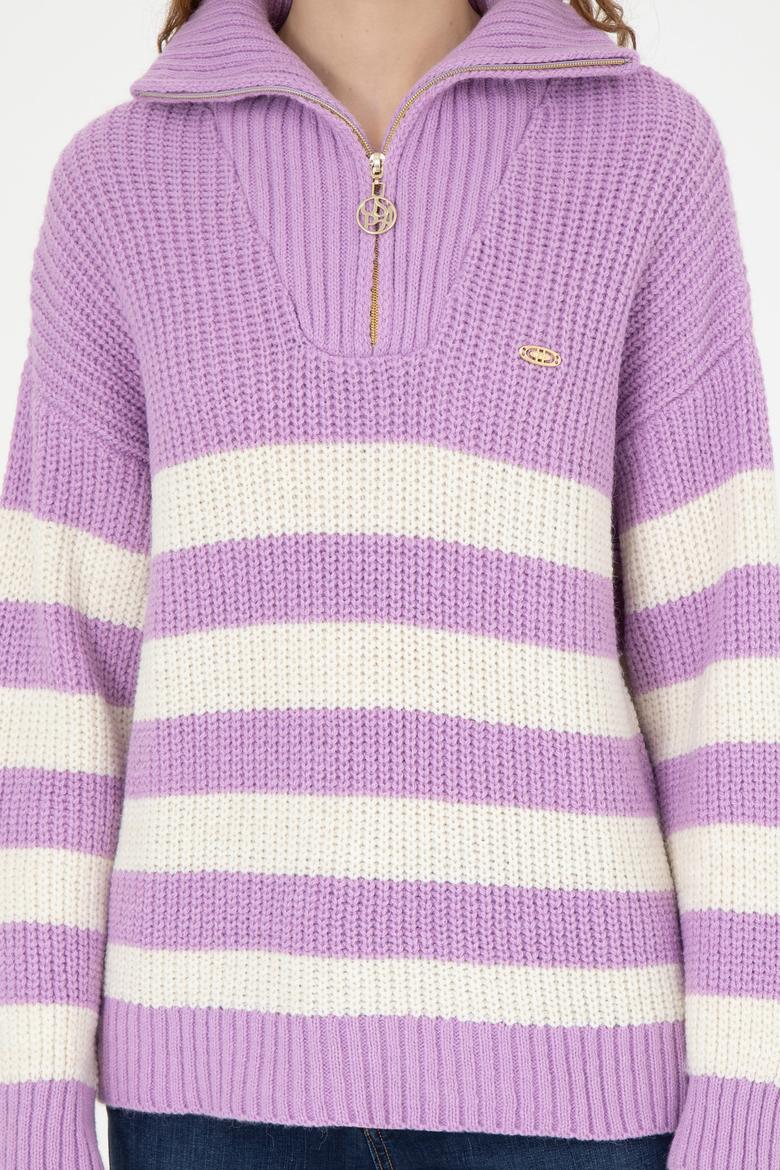 Kadın Lila V Yaka Kazak - 50277298010