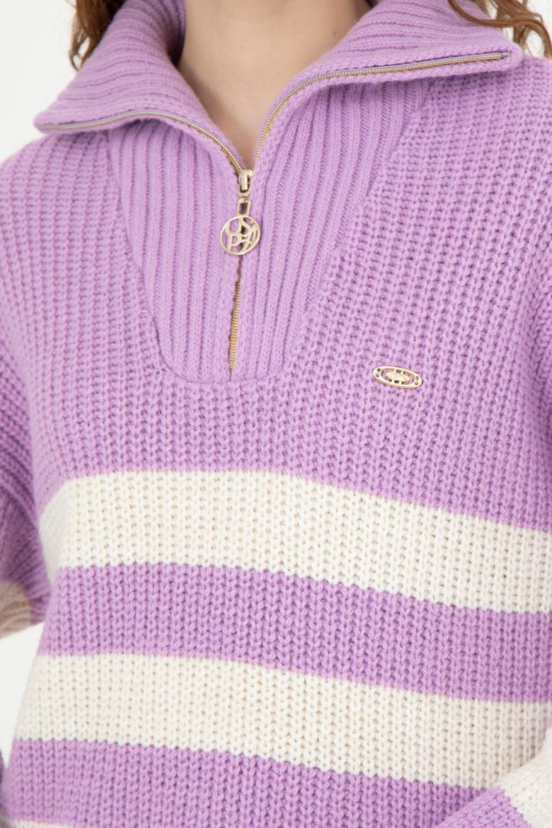 Kadın Lila V Yaka Kazak - 50277298010