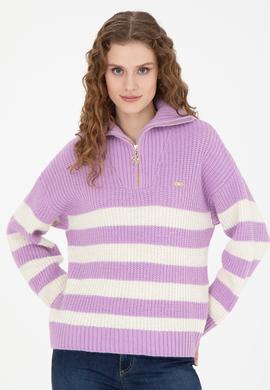 Kadın Lila V Yaka Kazak - 50277298010