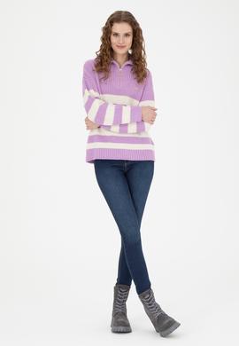 Kadın Lila V Yaka Kazak - 50277298010