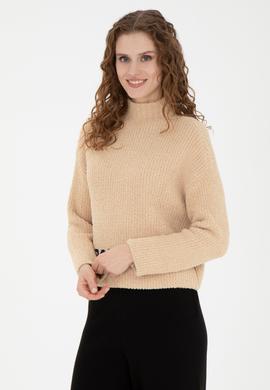 Kadın Kum Melanj Balıkçı Yaka Kazak - 50270428015