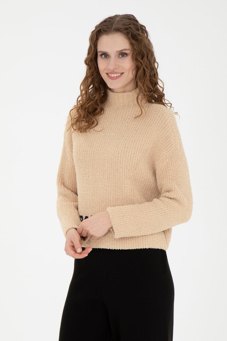 Kadın Kum Melanj Balıkçı Yaka Kazak - 50270428015