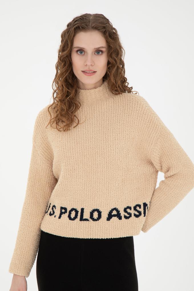 Kadın Kum Melanj Balıkçı Yaka Kazak