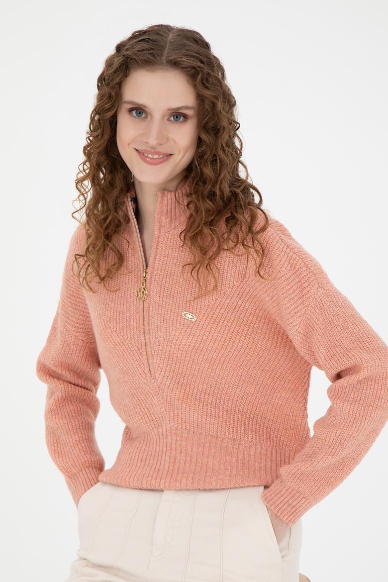 Kadın Pudra V Yaka Kazak