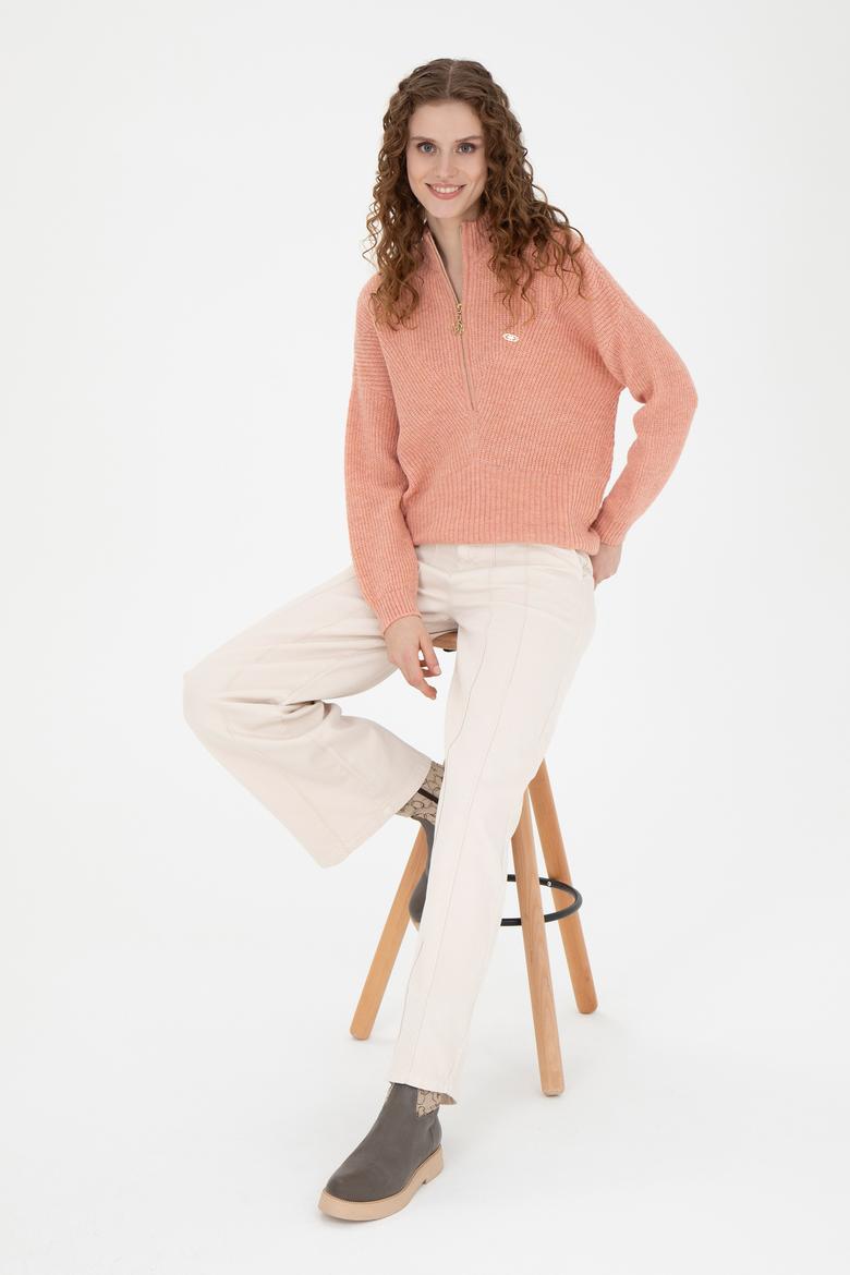 Kadın Pudra V Yaka Kazak - 50270438008