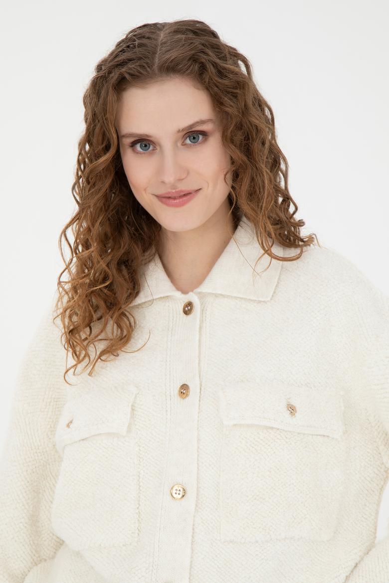 Kadın Krem Triko Hırka - 50269492017