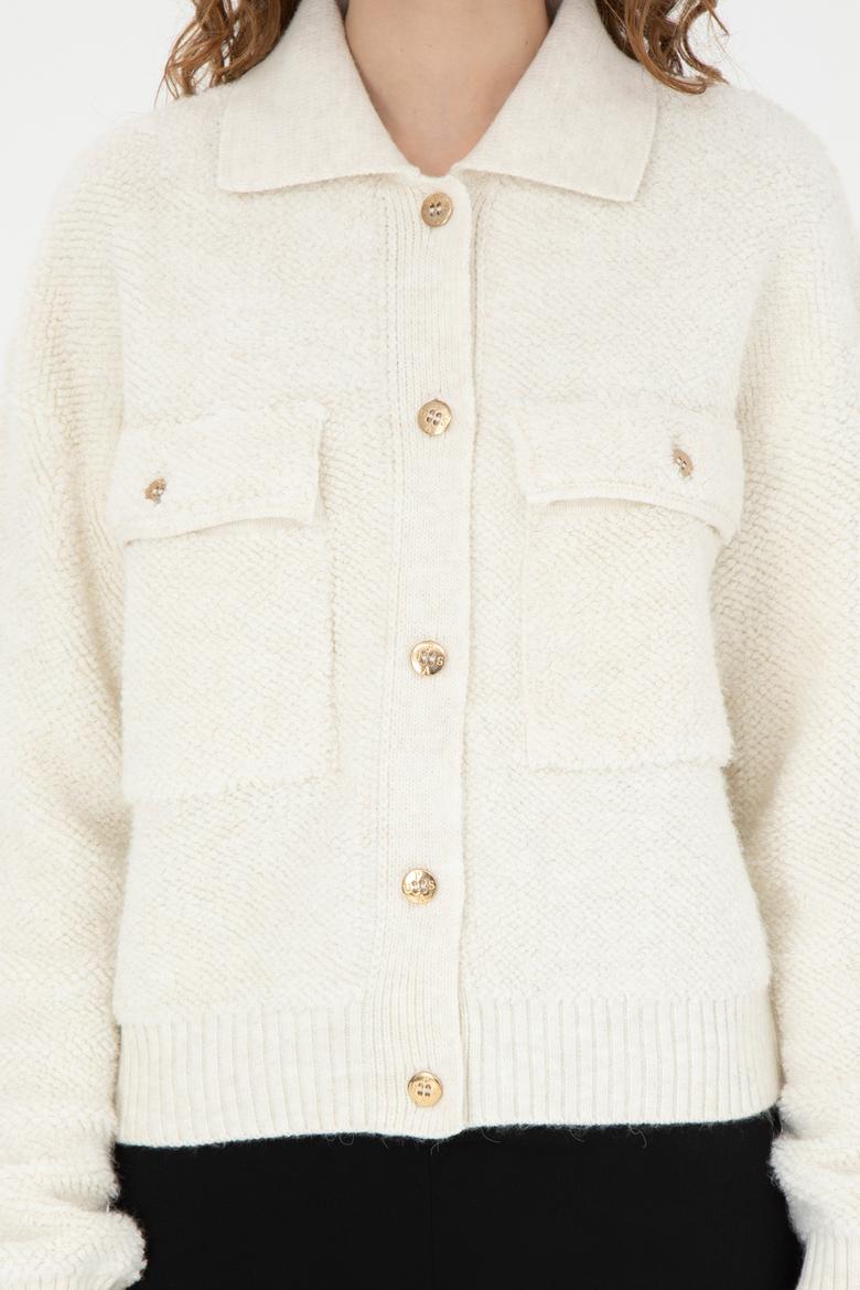 Kadın Krem Triko Hırka - 50269492017